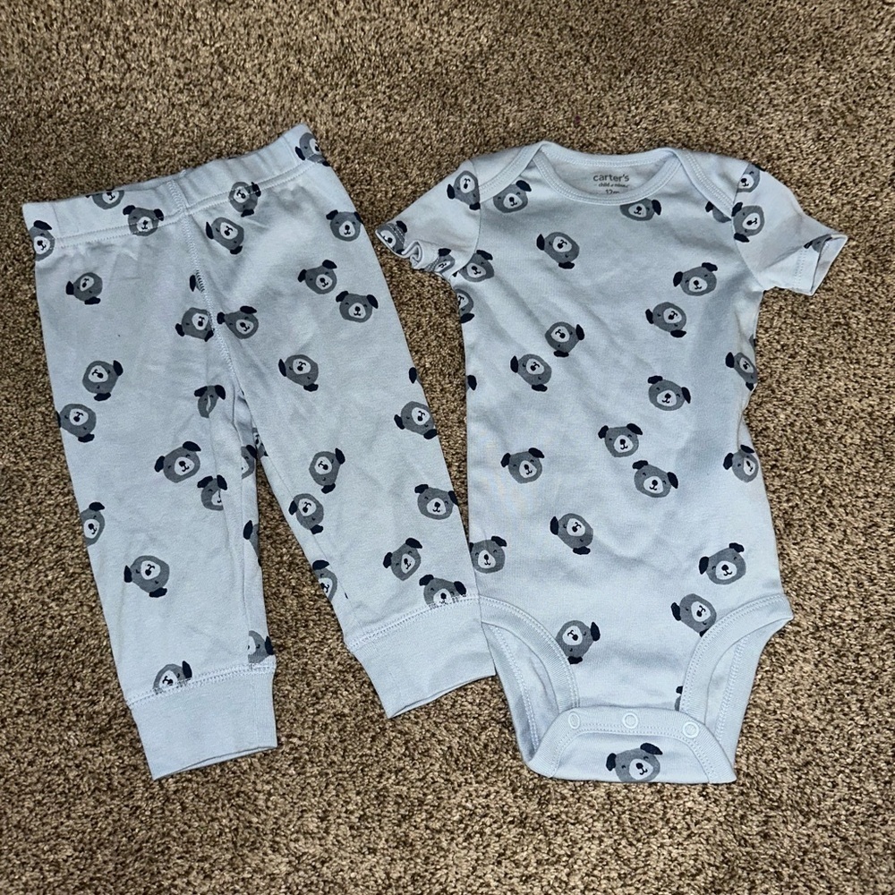 Adorable dog Print Baby Onesie and Pants Set